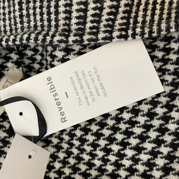LOFT Womens Houndstooth Fringe Poncho Kimono Wrap Black & White XS NWT - Picture 9 of 10